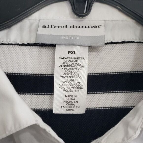 Alfred Dunner Women's Petite PXL Black and White Blouse and Sweater Combo - Picture 3 of 7